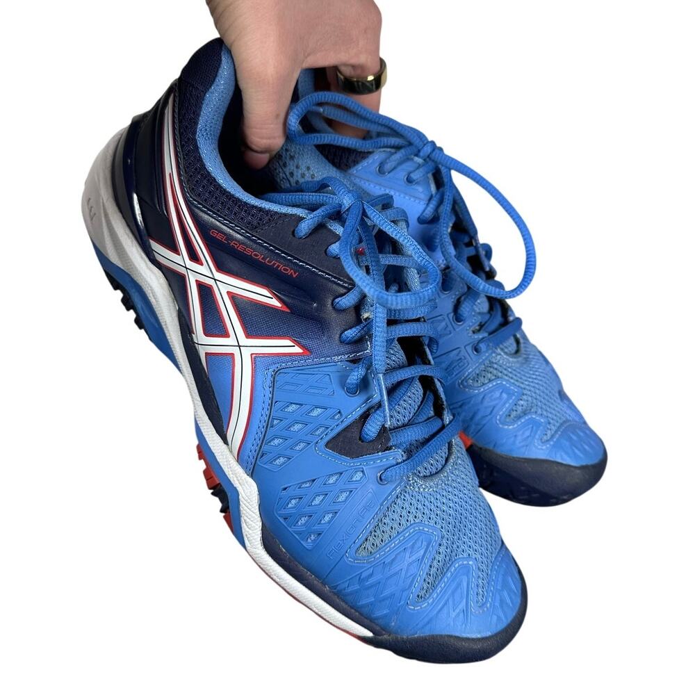 Asics Blue & White Gel Resolution Tennis Sneakers Women's 9